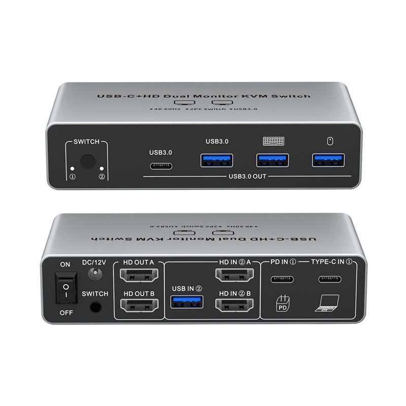 Kvm Switch Dual Monitor - -Compatible 4K 60Hz Dual Monitor KVM