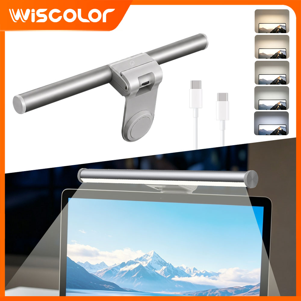 Office Desk Tech Accessories - RGBIC Led Lights Setup Dimmable Monitor