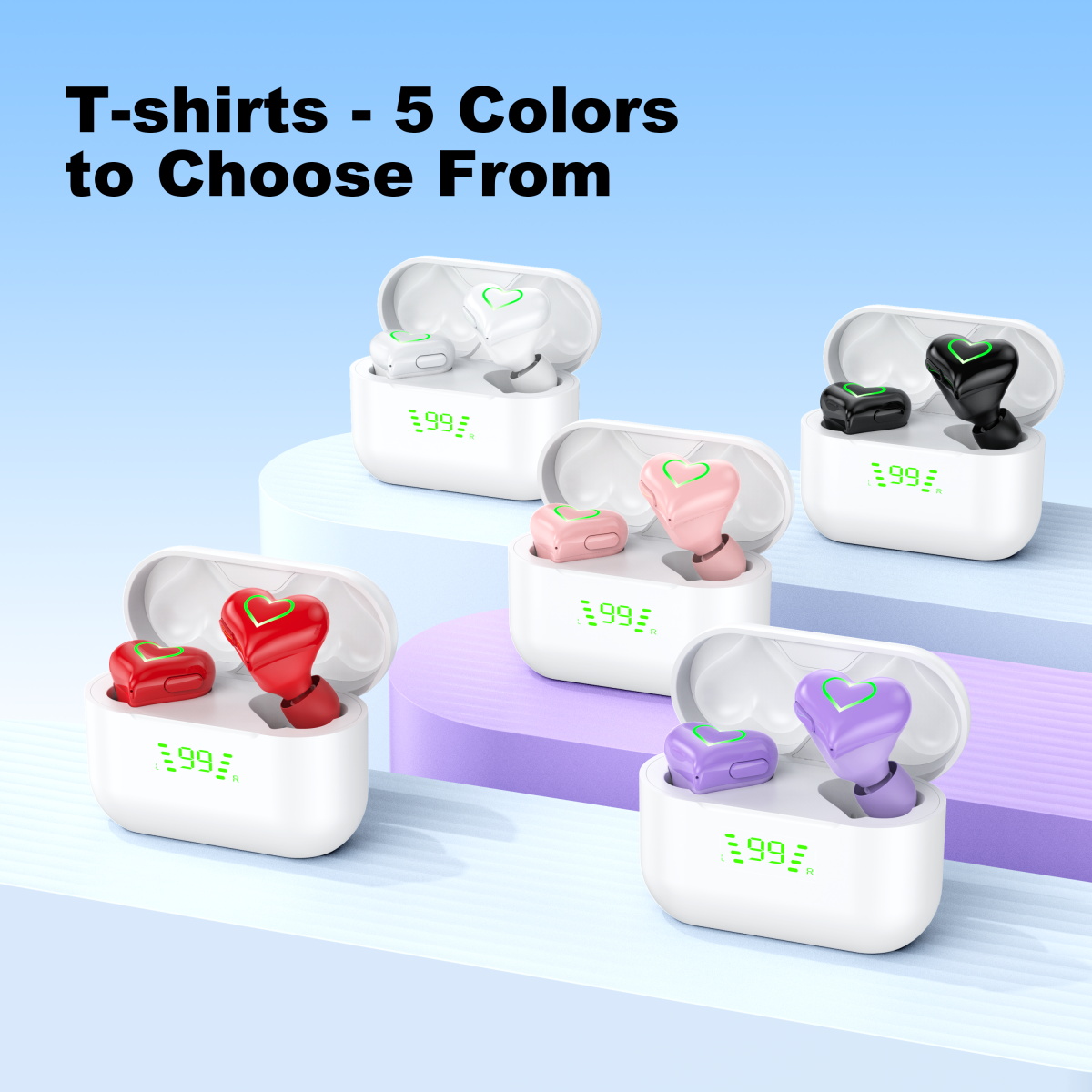 Office Tech Essentials - New Heart Shaped Wireless Bluetooth Headphones