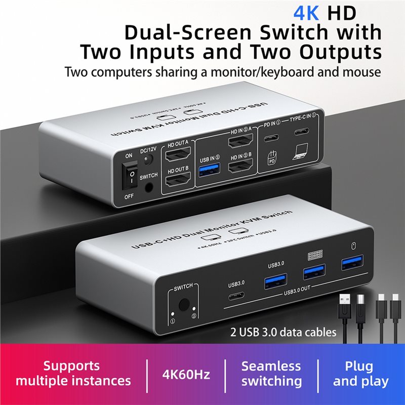 -Compatible 4K 60Hz Dual Monit - Kvm Switch Dual Monitor review and price