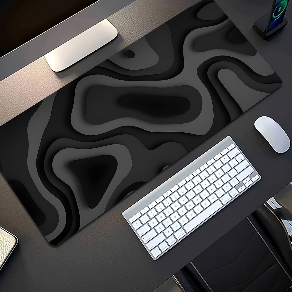 Black Gray Swirl Design Large  - Office Desk Tech Accessories review and price
