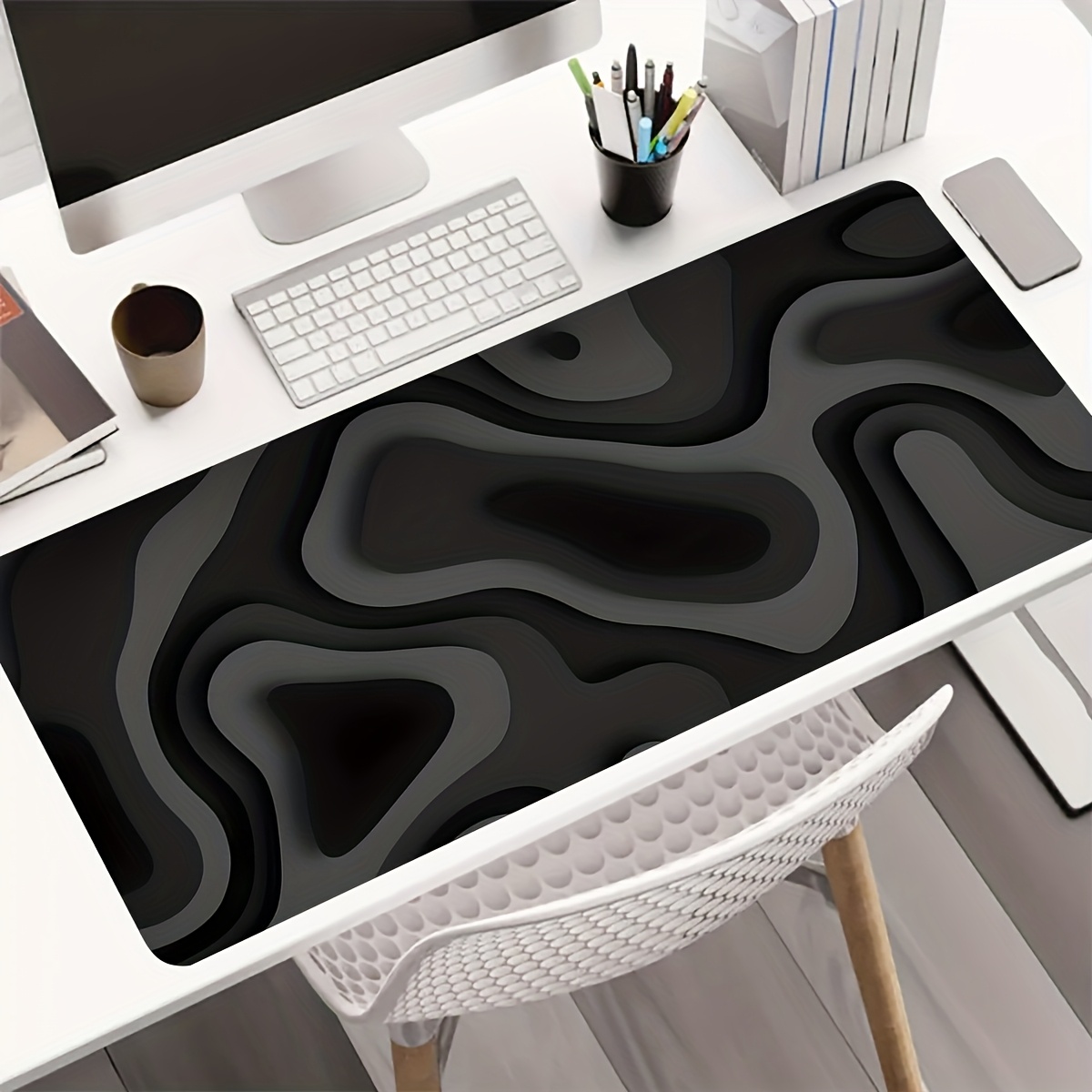Black Gray Swirl Design Large  - Office Desk Tech Accessories review and price