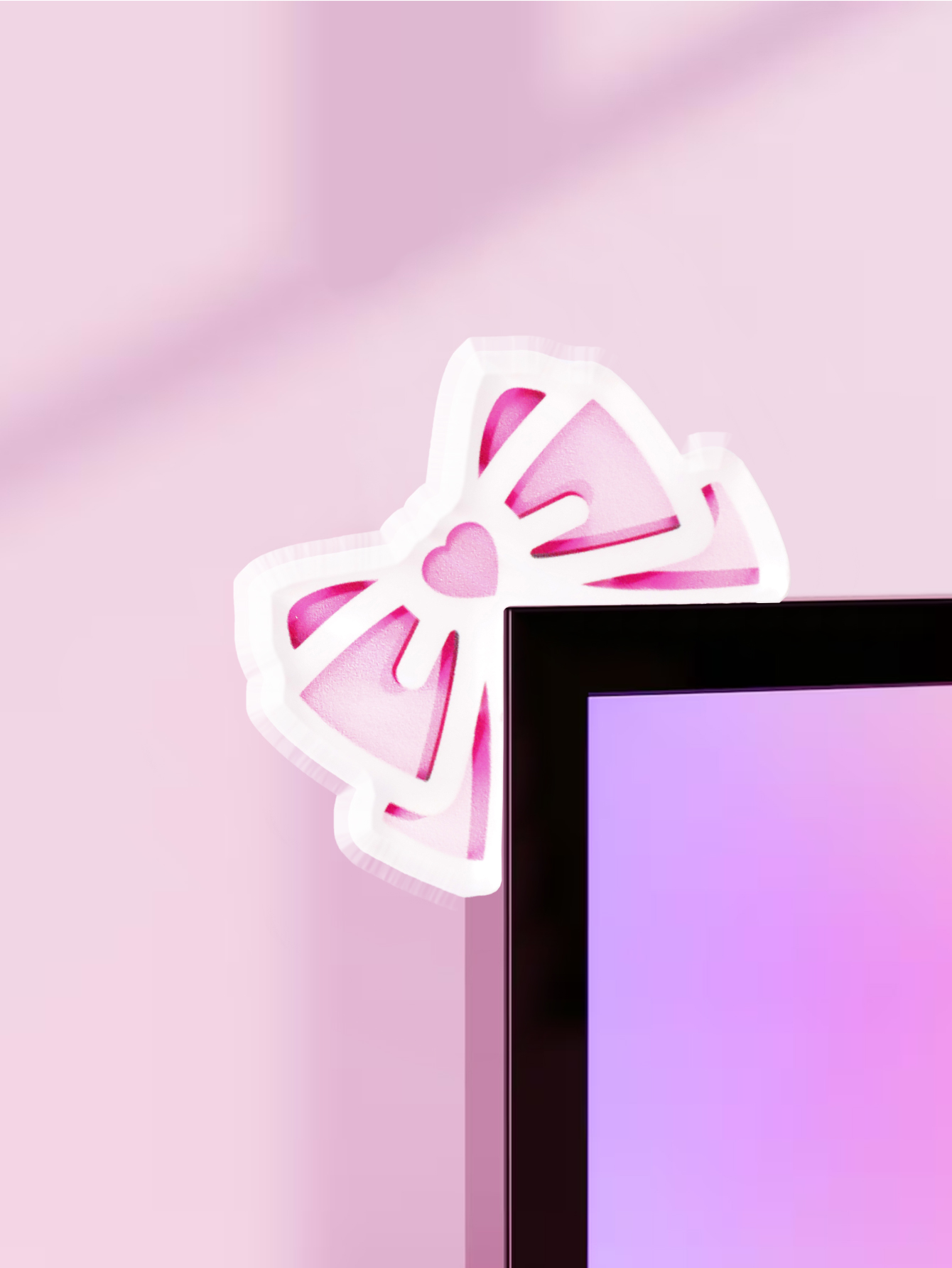 Kawaii Bow Monitor Decor Pink  - Office Desk Tech Accessories review and price